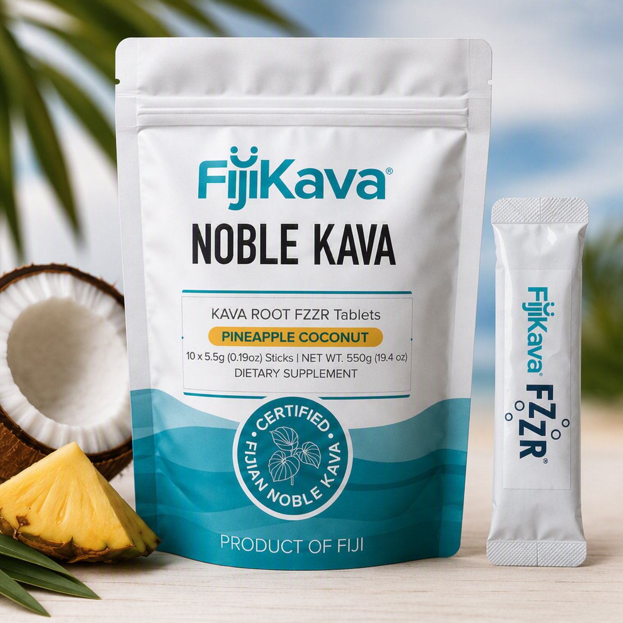 FijiKava Pina Colada Flavoured Effervescent Tablets - 100% Certified Noble Kava